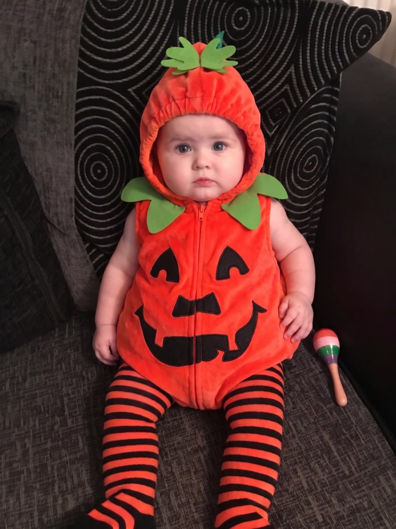 Pleuche Zipper Long Sleeve Short Bodysuit - Orange - 18-24M - image 1