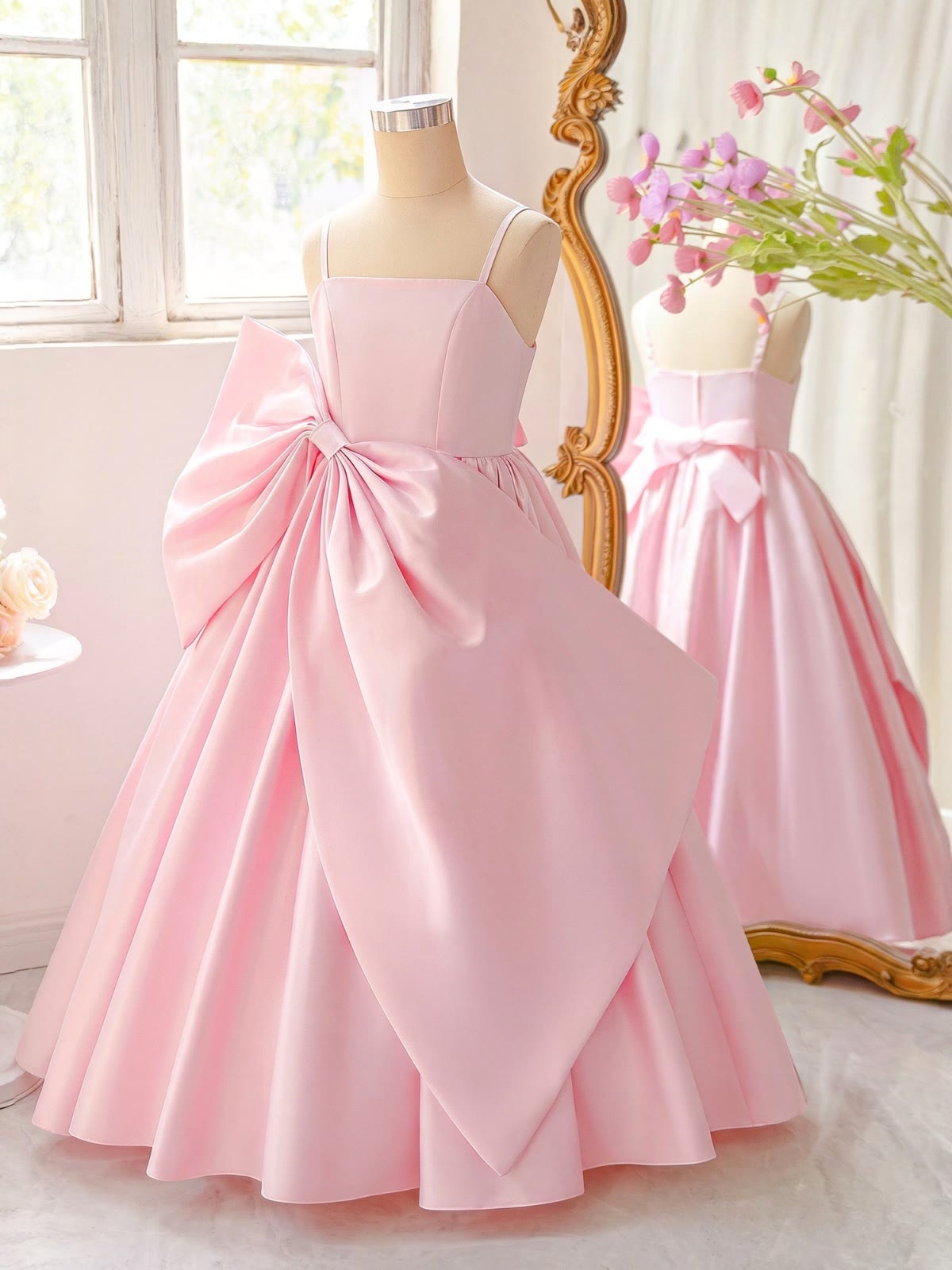 Satin Bow Sleeveless Maxi Dresses - image 3
