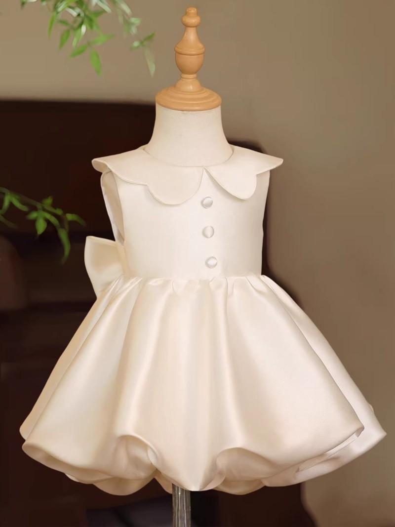 Satin Bow Sleeveless Midi Dresses - White - 150cm - image 1