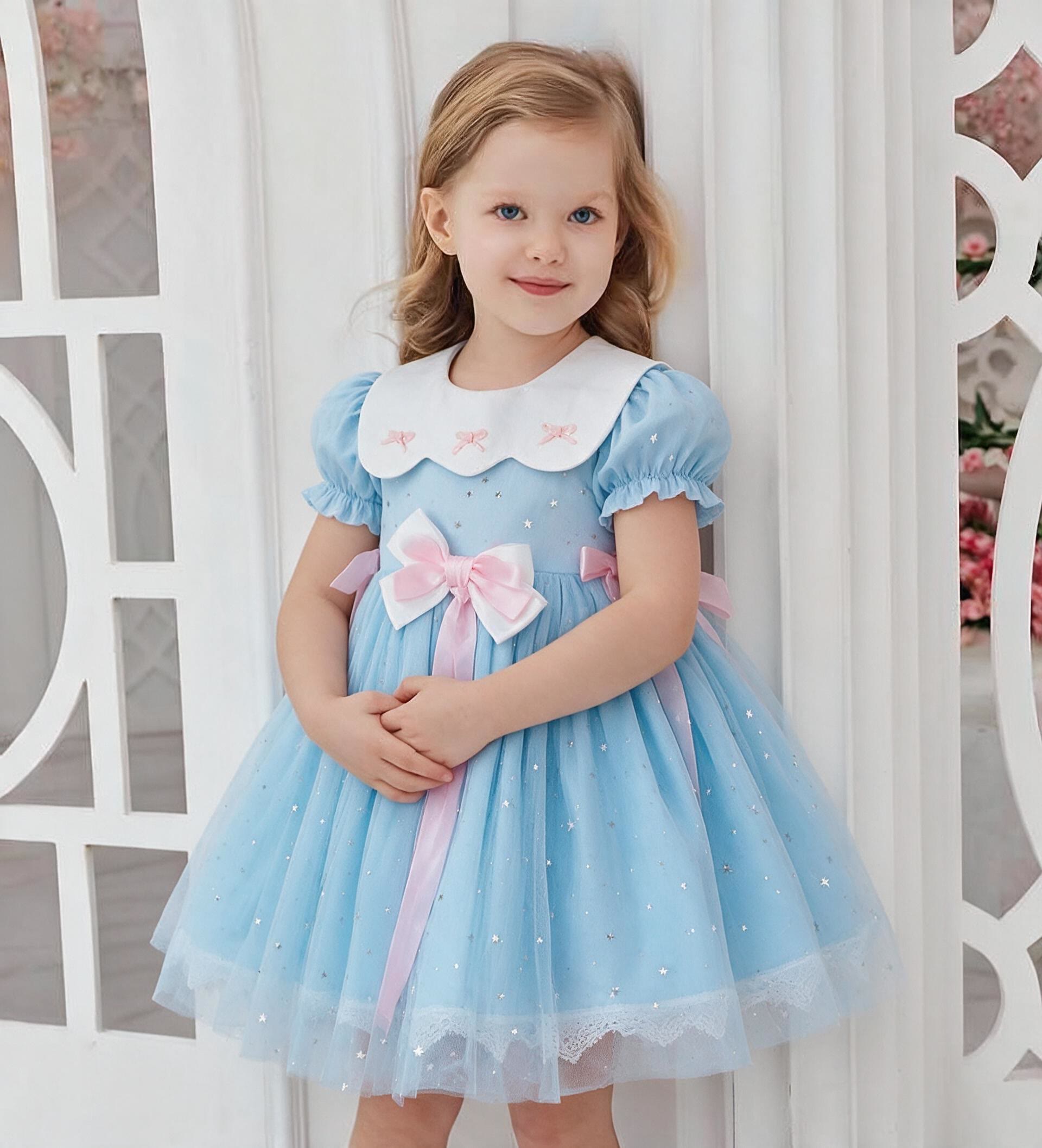 Mesh Bow Short Sleeve Midi Dresses - image 2