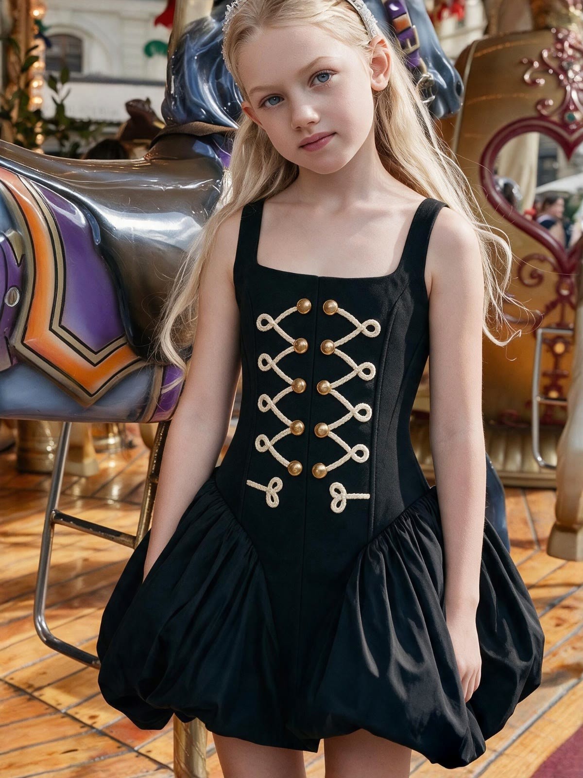 Chemical Fiber Blend Buckle Sleeveless Midi Dresses - image 7