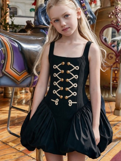 Chemical Fiber Blend Buckle Sleeveless Midi Dresses - image 7