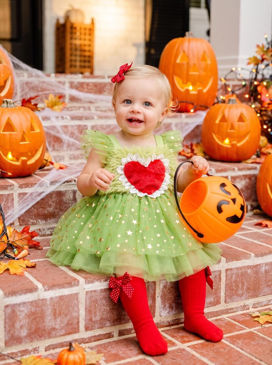 Mesh Split Joint Cap Sleeve Short Dresses With Socks No Accessories Included - Green - 4Y - image 1