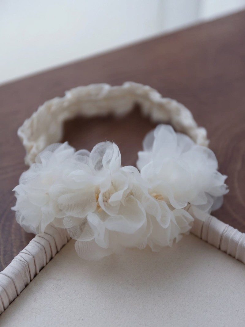 Solid Rosette Hairband - Beige - image 2