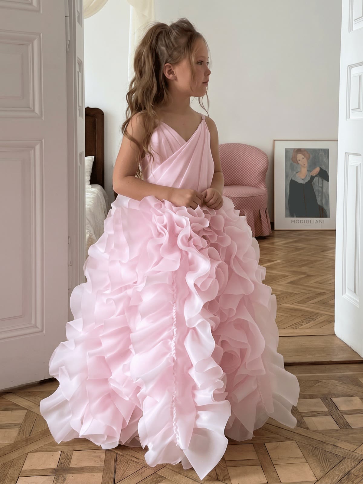 Organza Rosette Sleeveless Maxi Dresses - image 3