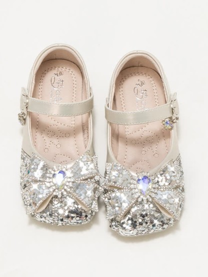 Solid Bow Rhinestones Round Toe Flats  - Beige - US3.5（EUR35） - image 7