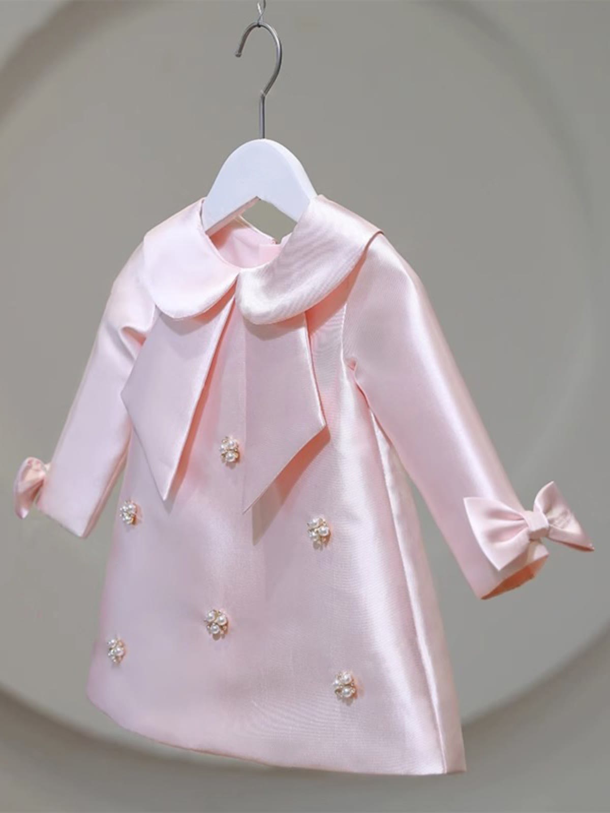 Satin Bow Long sleeve Midi Dresses - image 4