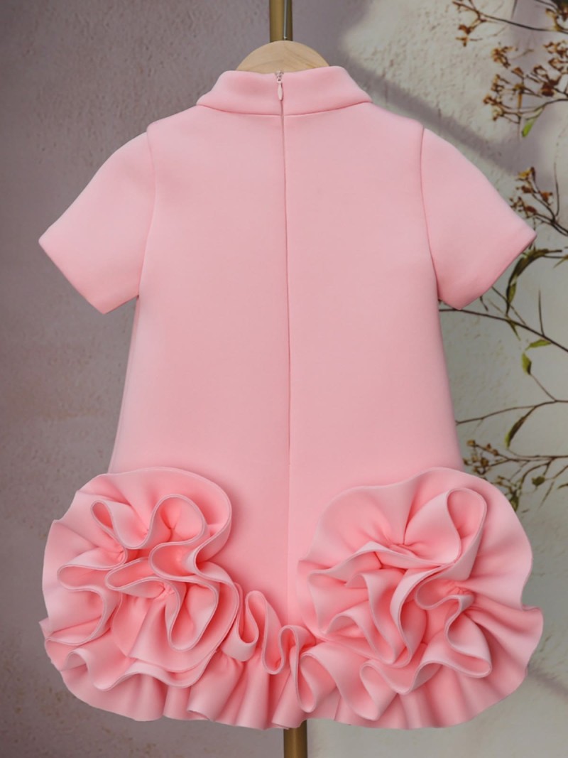 Scuba Knit Rosette Short Sleeve Midi Dresses - image 2