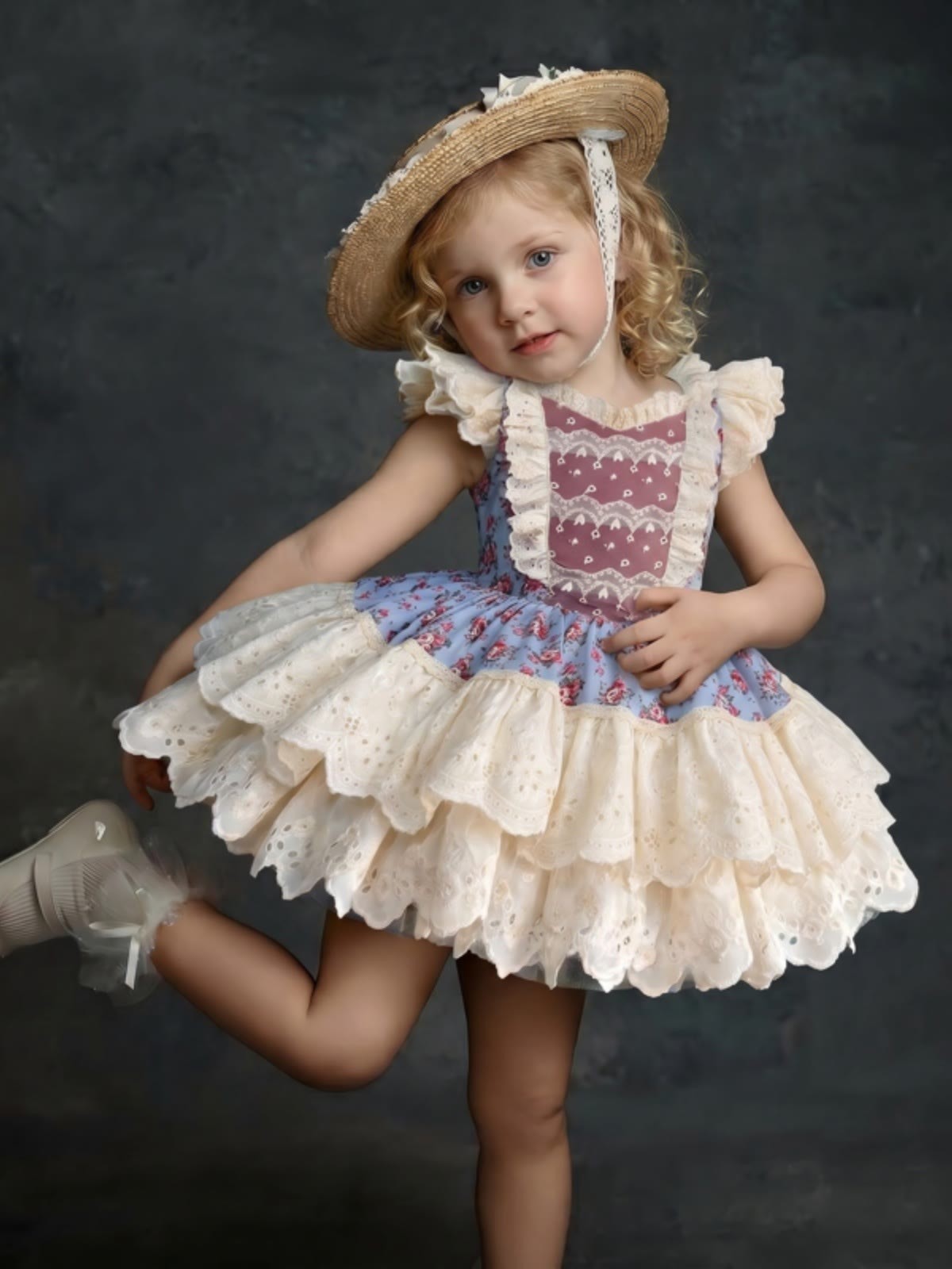 100% Cotton Stitching Lace Cap Sleeve Short Dresses - image 3