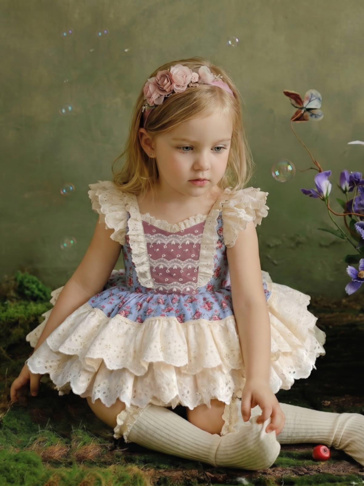 100% Cotton Stitching Lace Cap Sleeve Short Dresses - image 2