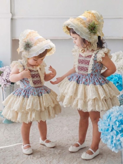100% Cotton Stitching Lace Cap Sleeve Short Dresses - image 4
