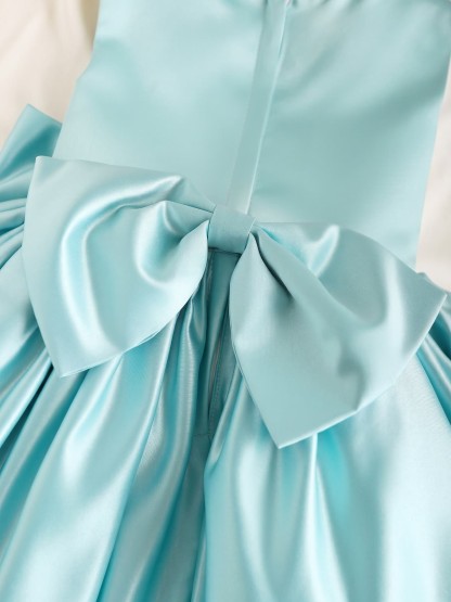 Chemical Fiber Blend Imitation Pearls Bow Sleeveless Mid-long Dresses - image 14
