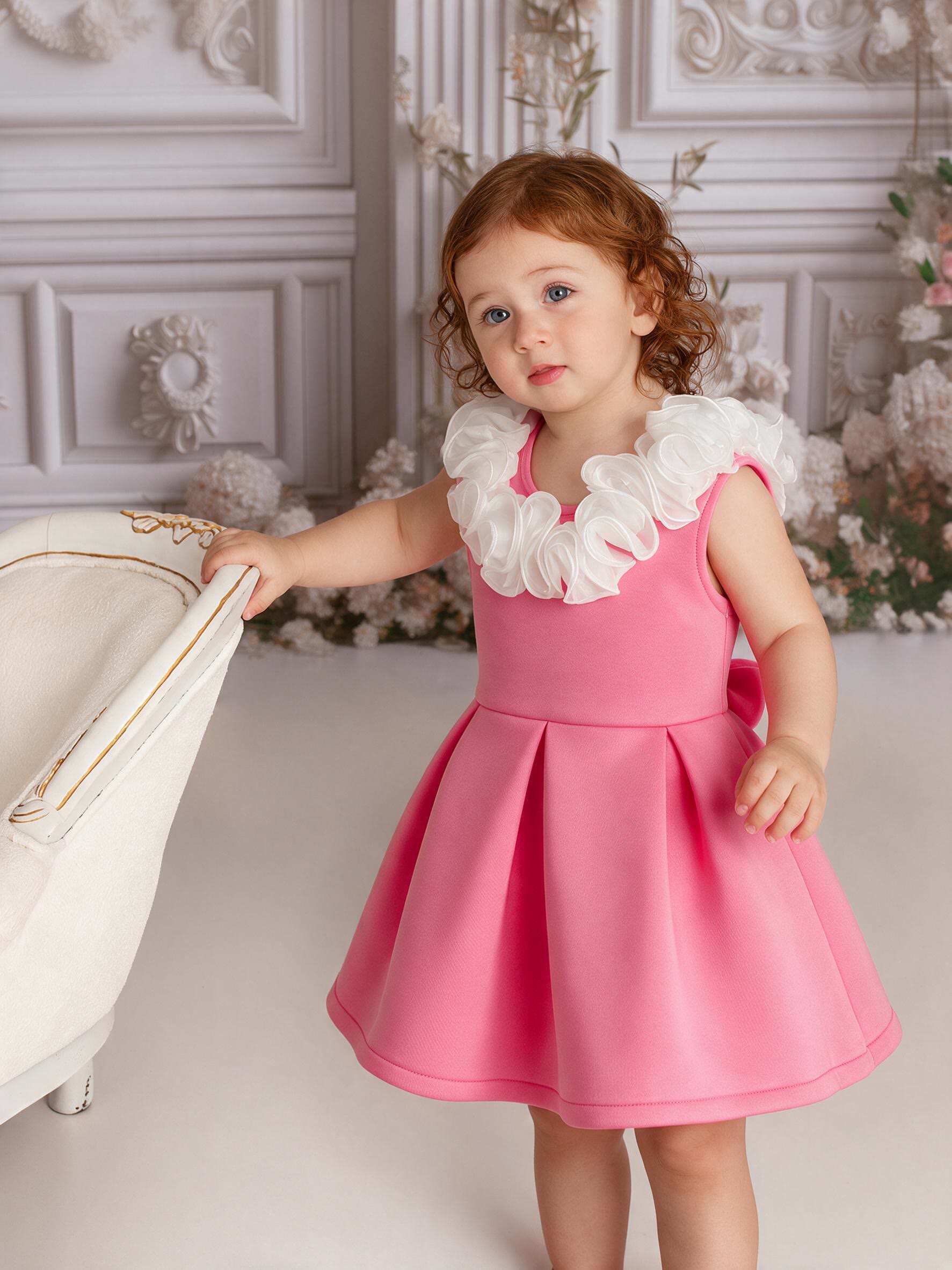 SCUBA KNIT Bow Sleeveless Midi Dresses - Magenta - 3‑4Y - image 1