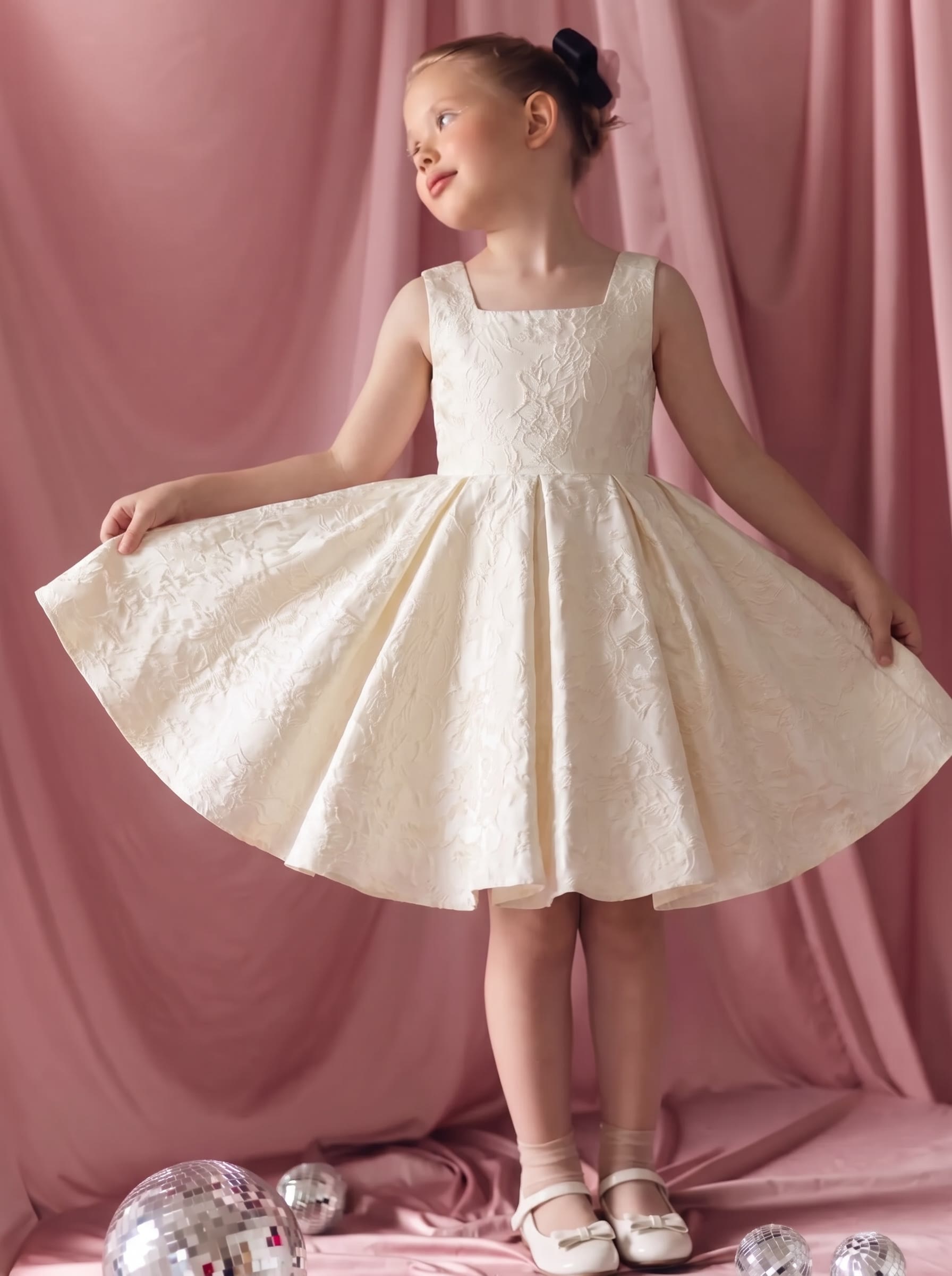 Jacquard Sleeveless Midi Dresses - White - 160cm - image 1