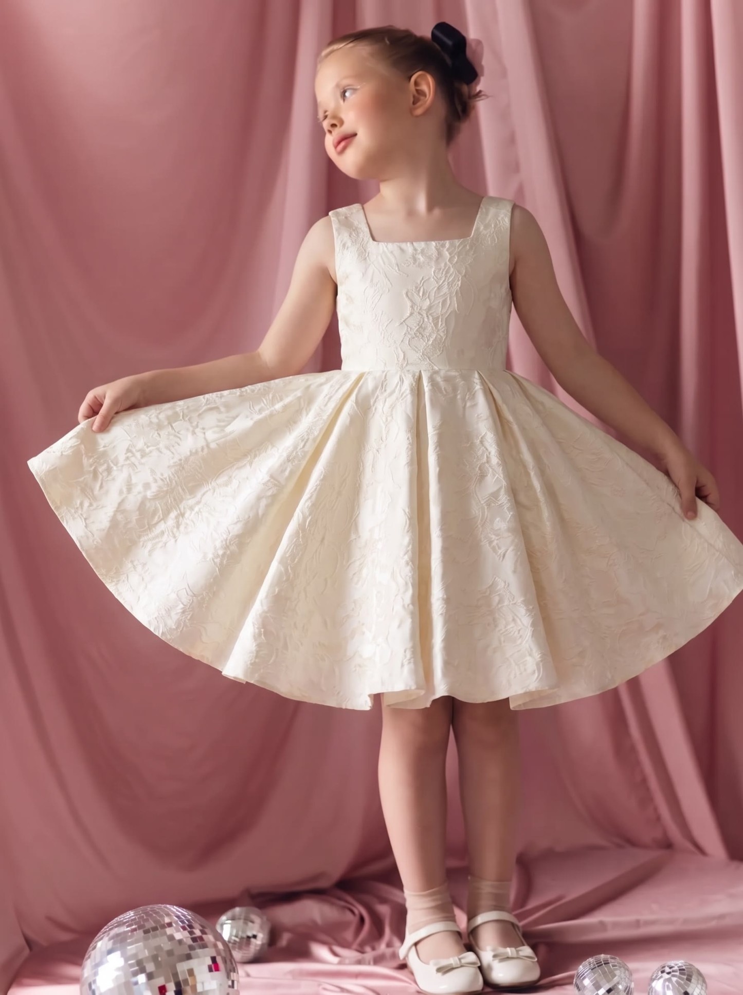 Jacquard Sleeveless Midi Dresses - White - 160cm - image 1