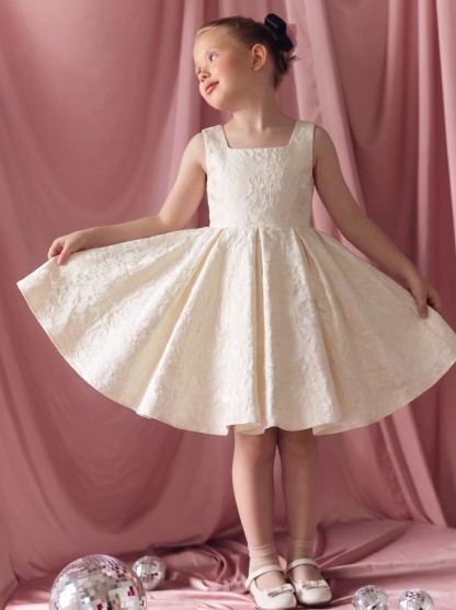 Jacquard Sleeveless Midi Dresses - White - 160cm - image 1