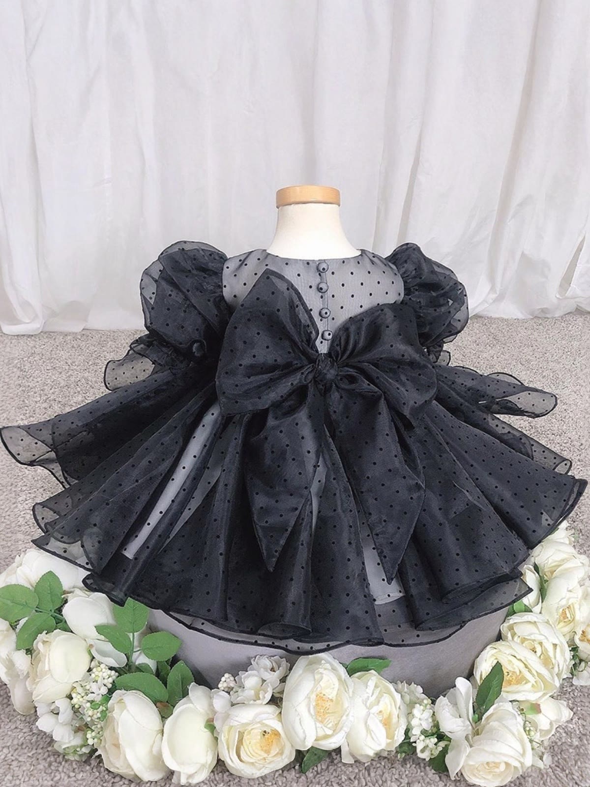 Mesh Bow Short Sleeve Midi Dresses - image 4