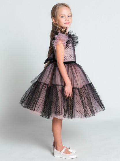 Mesh Bow Cap Sleeve Midi Dresses - image 9
