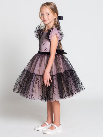 Mesh Bow Cap Sleeve Midi Dresses - image 10
