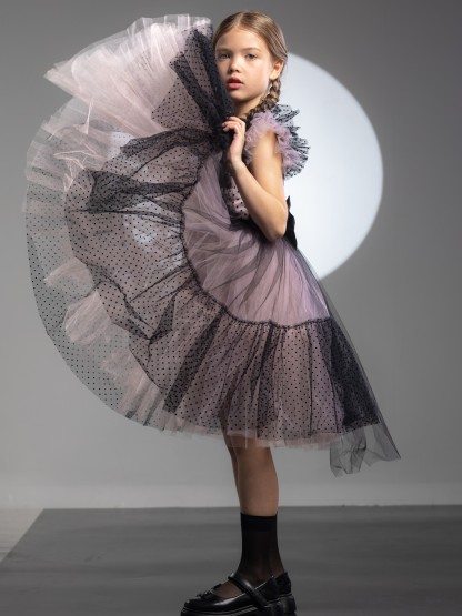Mesh Bow Cap Sleeve Midi Dresses - image 5