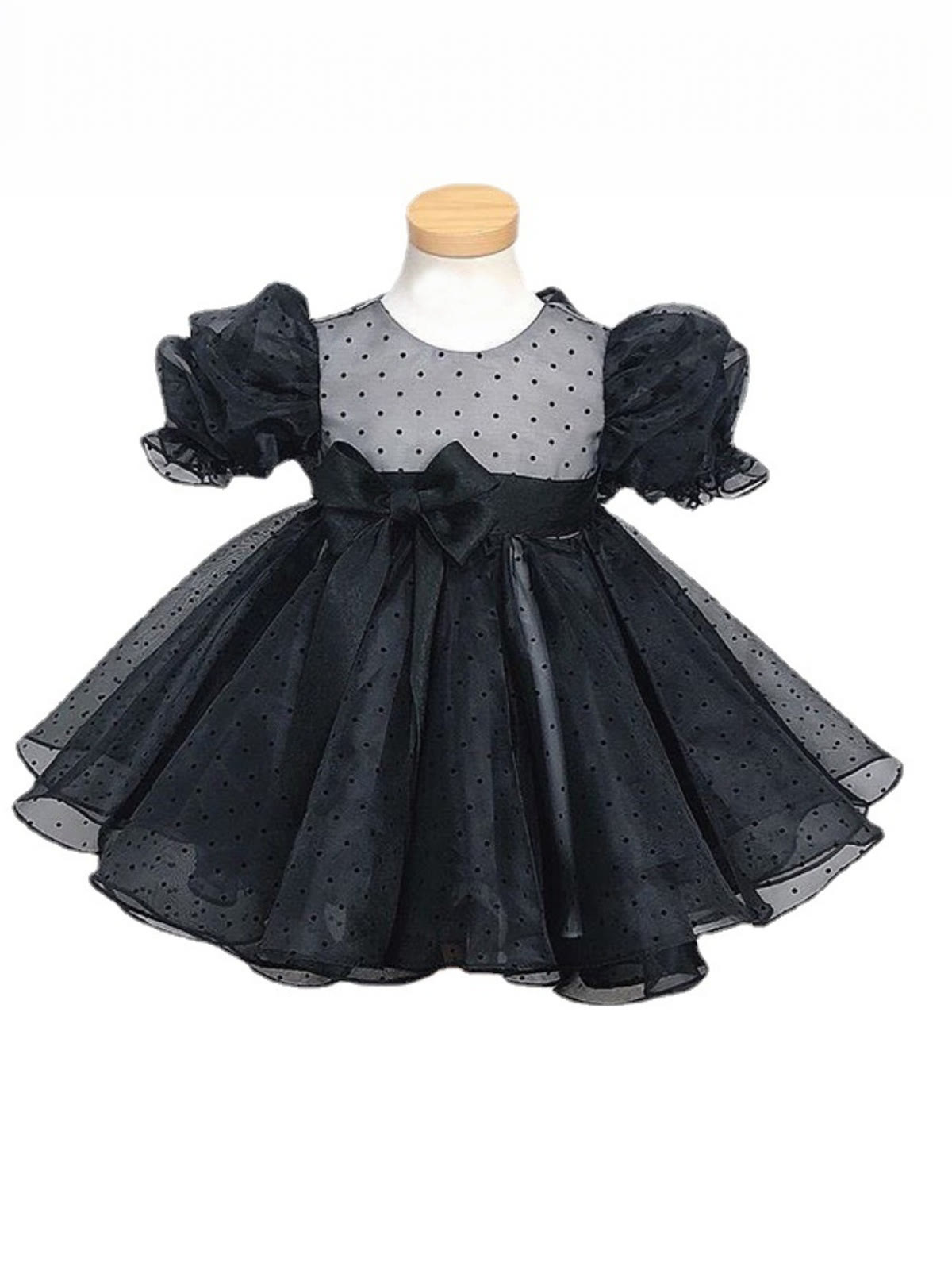 Mesh Bow Short Sleeve Midi Dresses - image 5