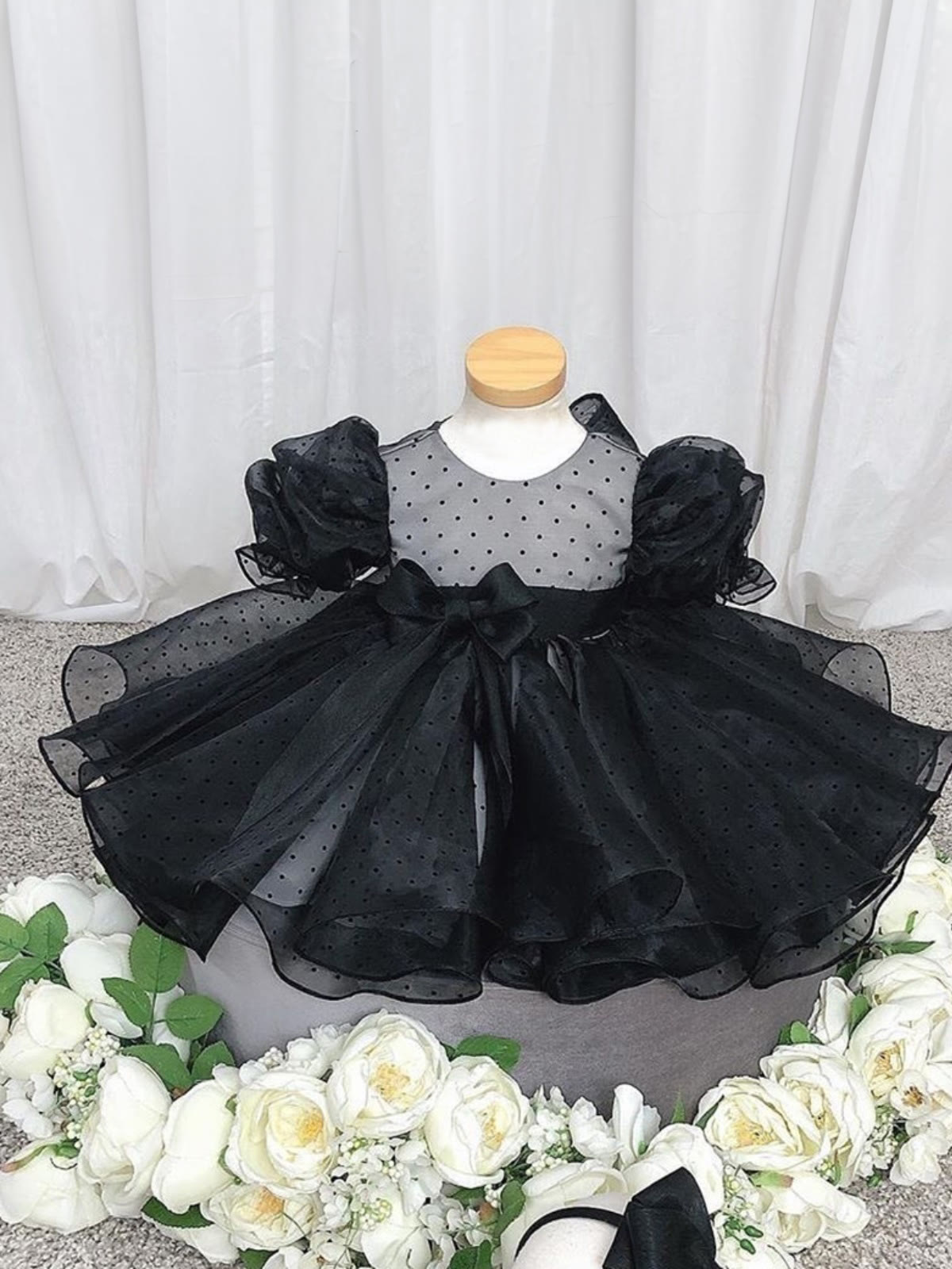 Mesh Bow Short Sleeve Midi Dresses - image 2