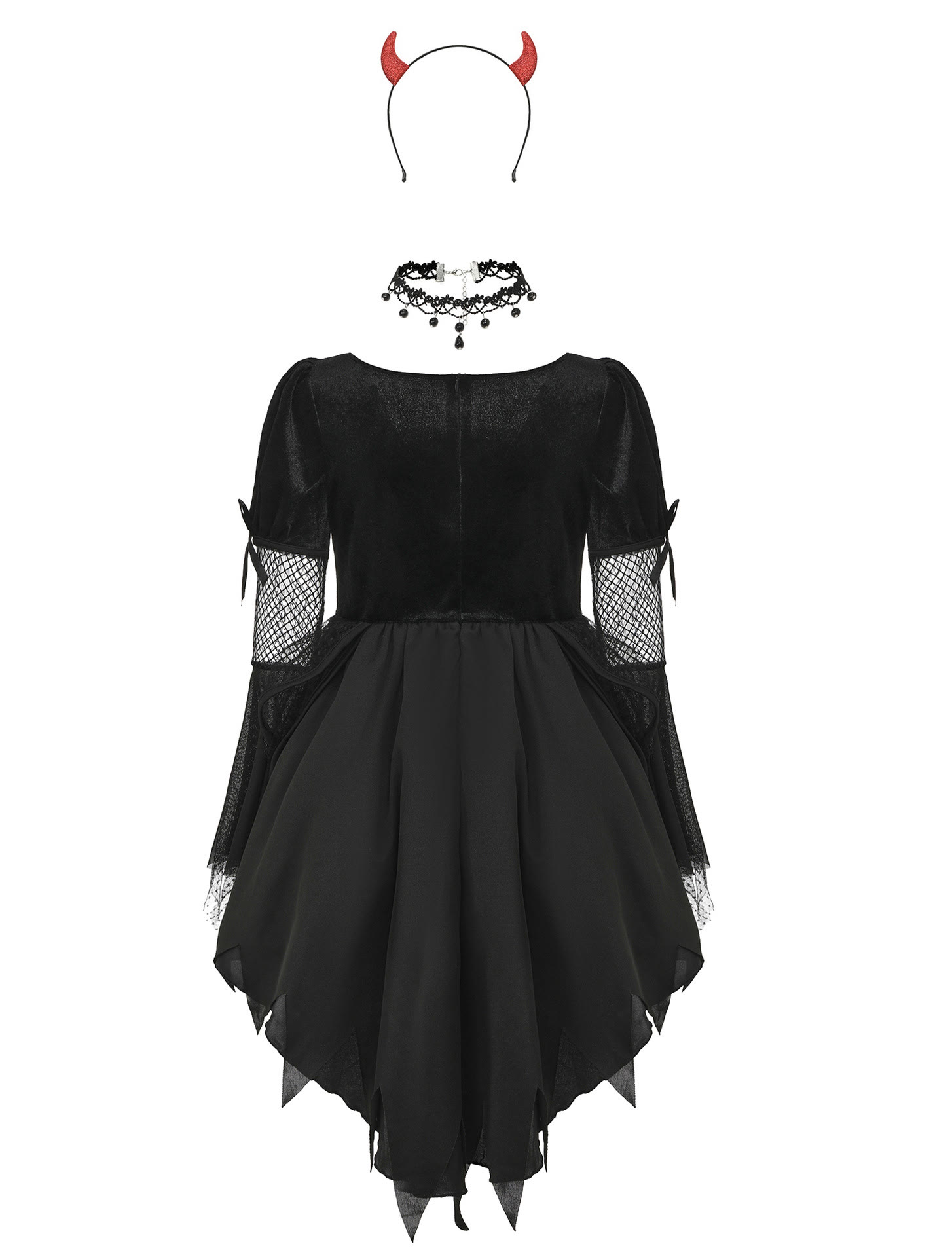 Velvet Lace Edge Short Sleeve Midi Dresses - image 9