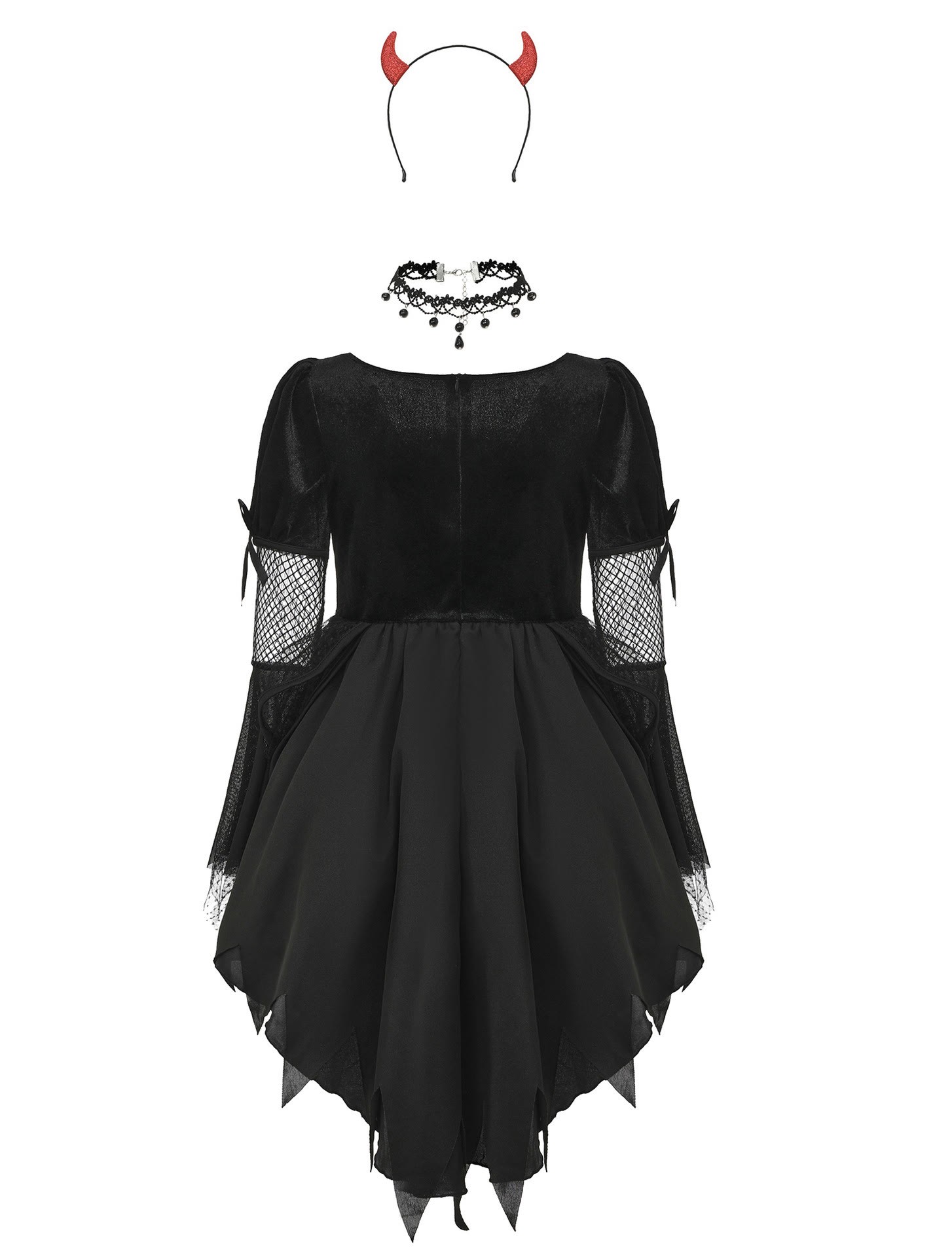 Velvet Lace Edge Short Sleeve Midi Dresses - image 9