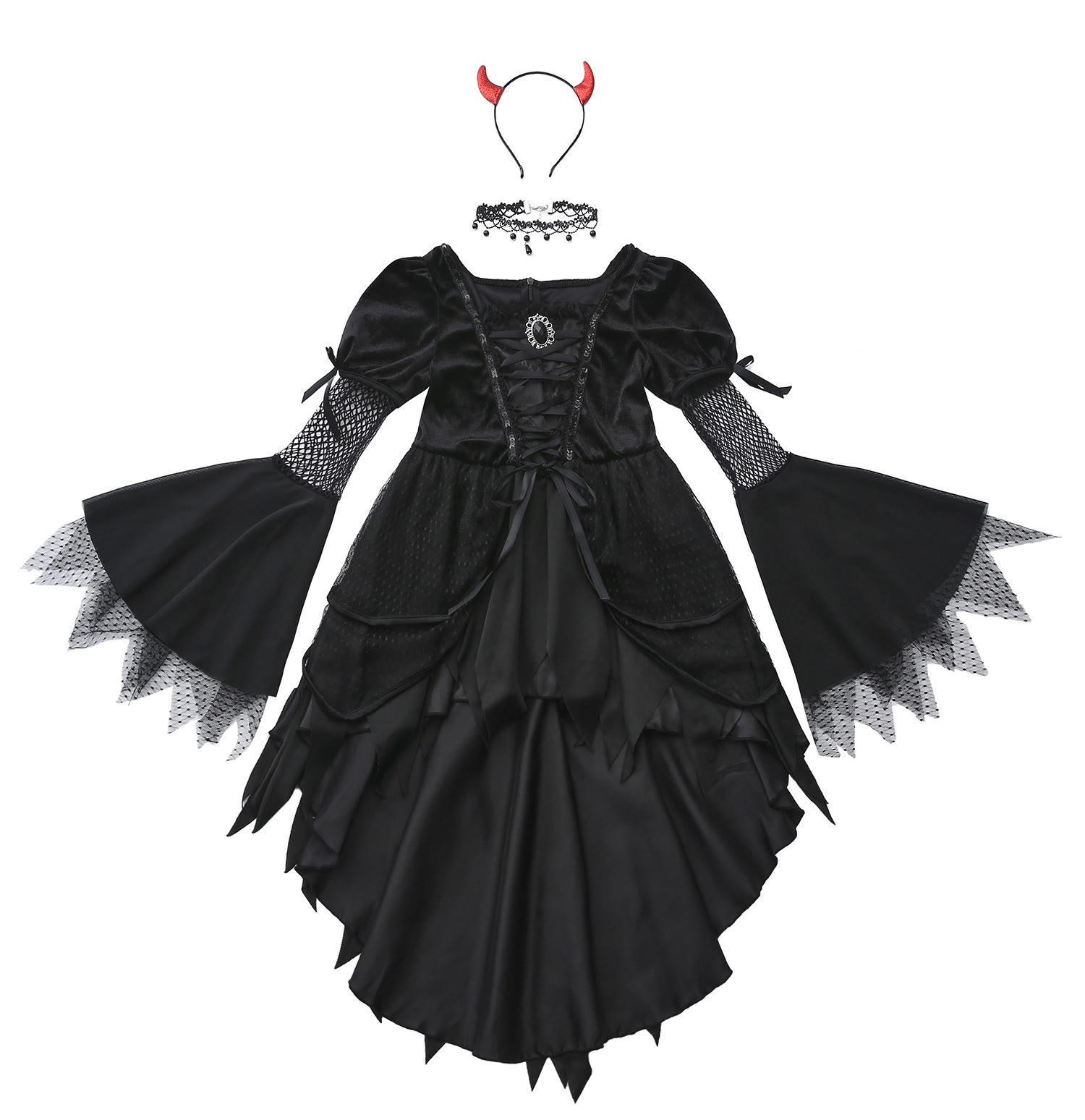 Velvet Lace Edge Short Sleeve Midi Dresses - image 2