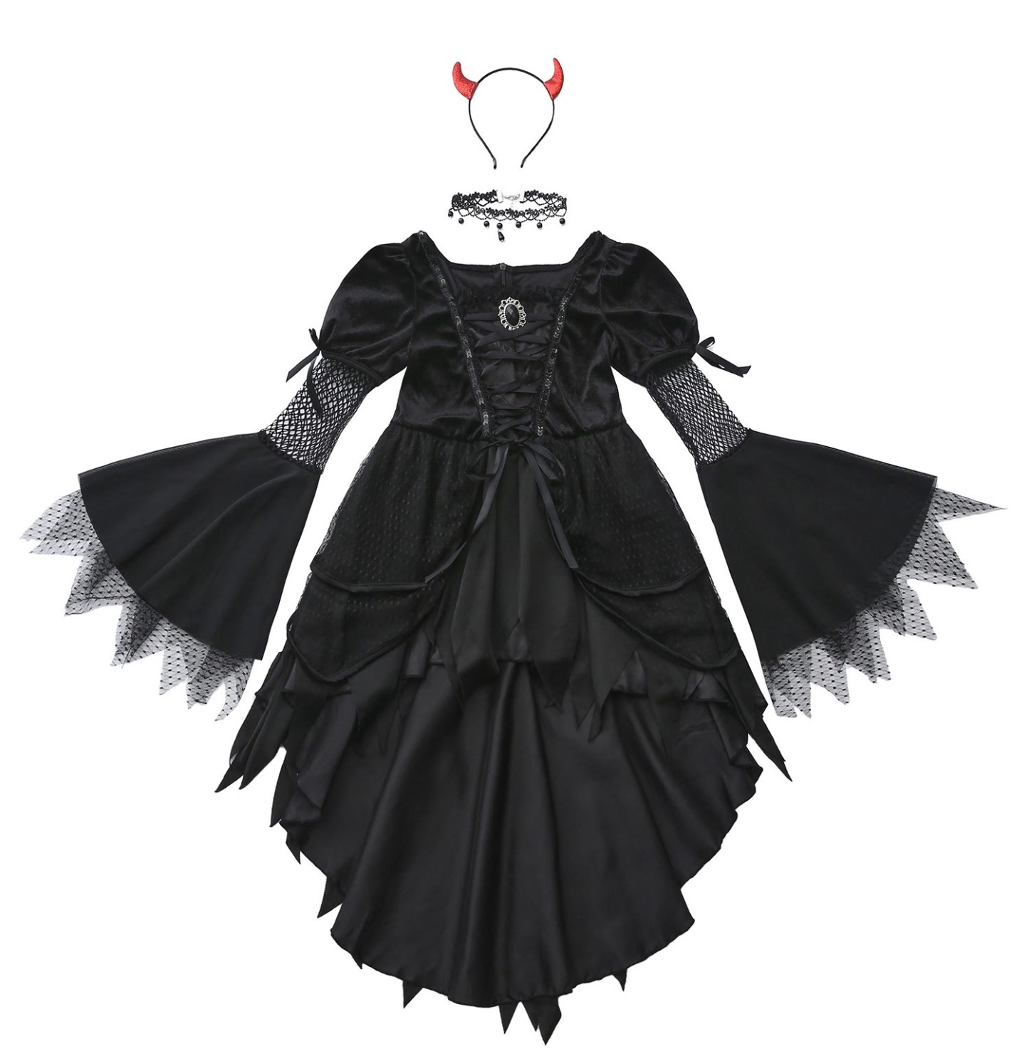 Velvet Lace Edge Short Sleeve Midi Dresses - image 2