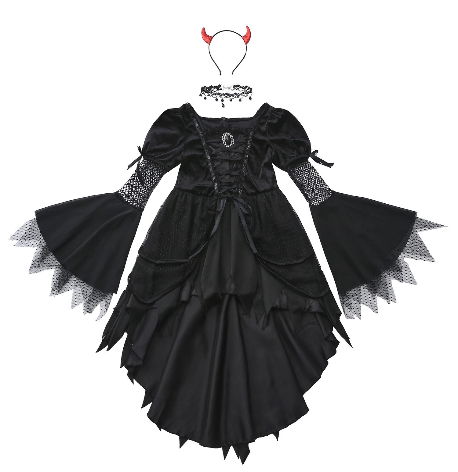 Velvet Lace Edge Short Sleeve Midi Dresses - image 2