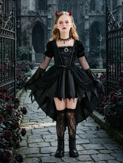 Velvet Lace Edge Short Sleeve Midi Dresses - image 5