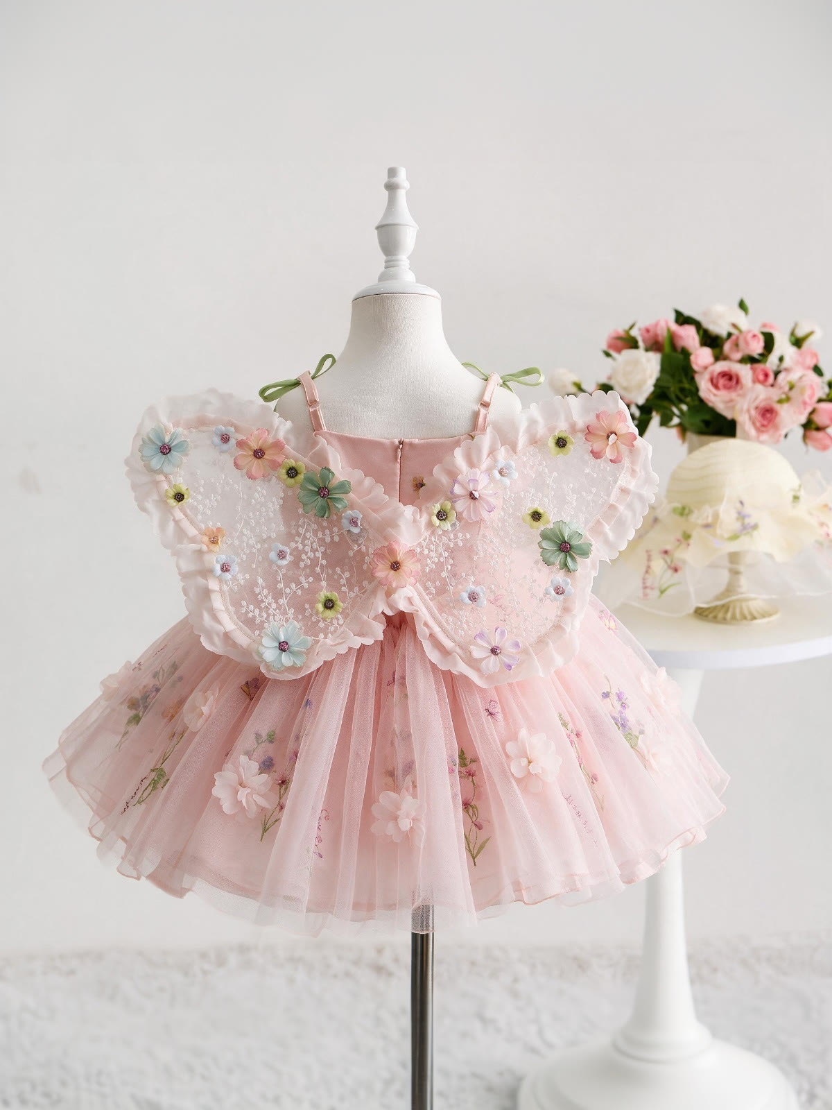 Mesh Rosette Sleeveless Midi Dresses With Hat And Wing - image 22