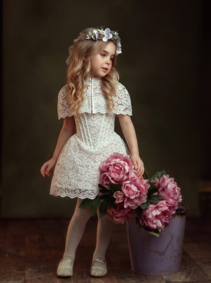Lace Buckle Sleeveless Short Two-piece Set - White - 13-14Y - image 1