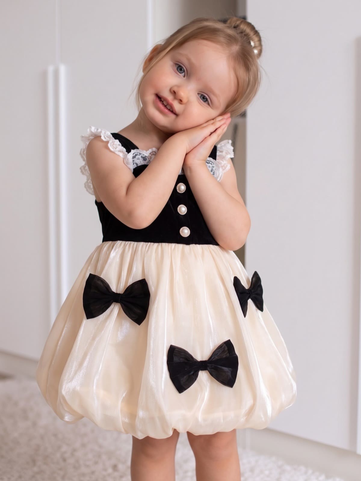 Satin Bow Sleeveless Short Dresses - image 2