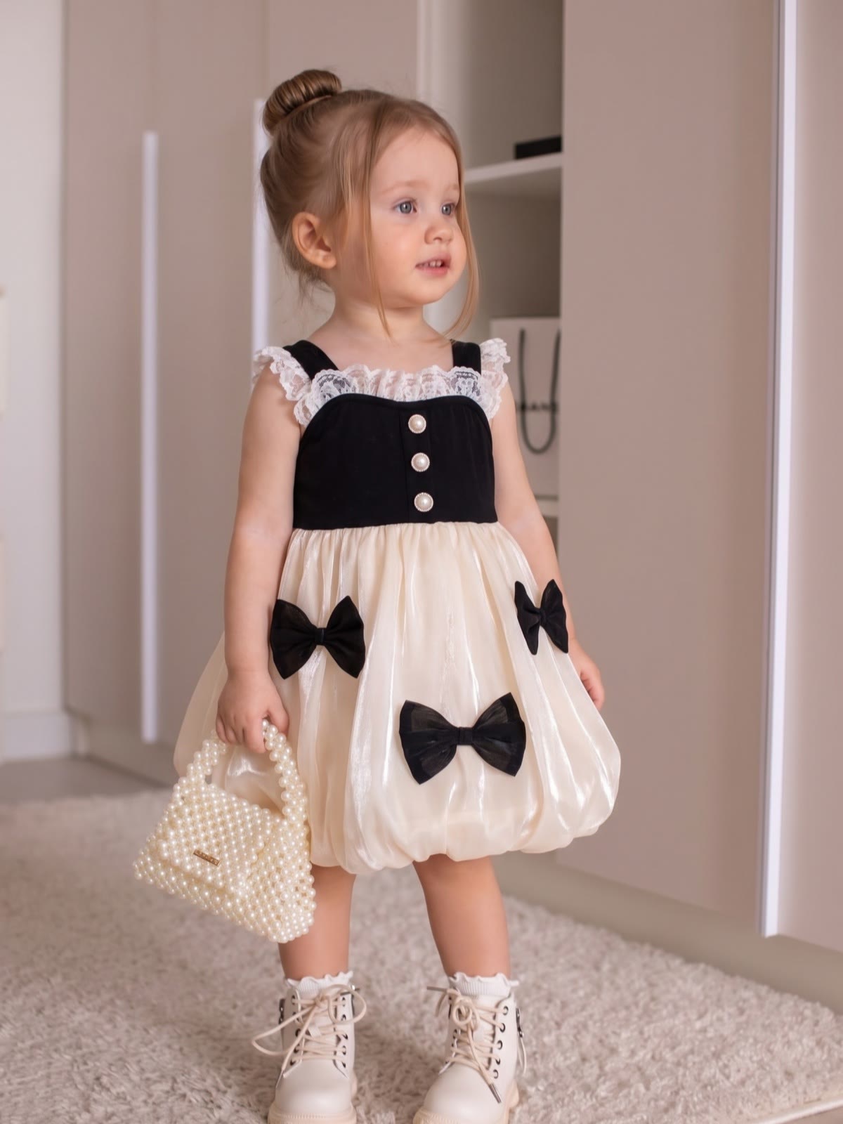 Satin Bow Sleeveless Short Dresses - Butterfly Strap Dress - 140cm - image 1