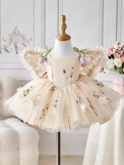Mesh Rosette Sleeveless Midi Dresses With Hat And Wing - image 3
