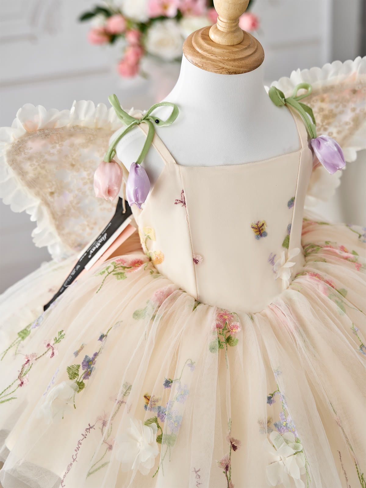 Mesh Rosette Sleeveless Midi Dresses With Hat And Wing - image 7