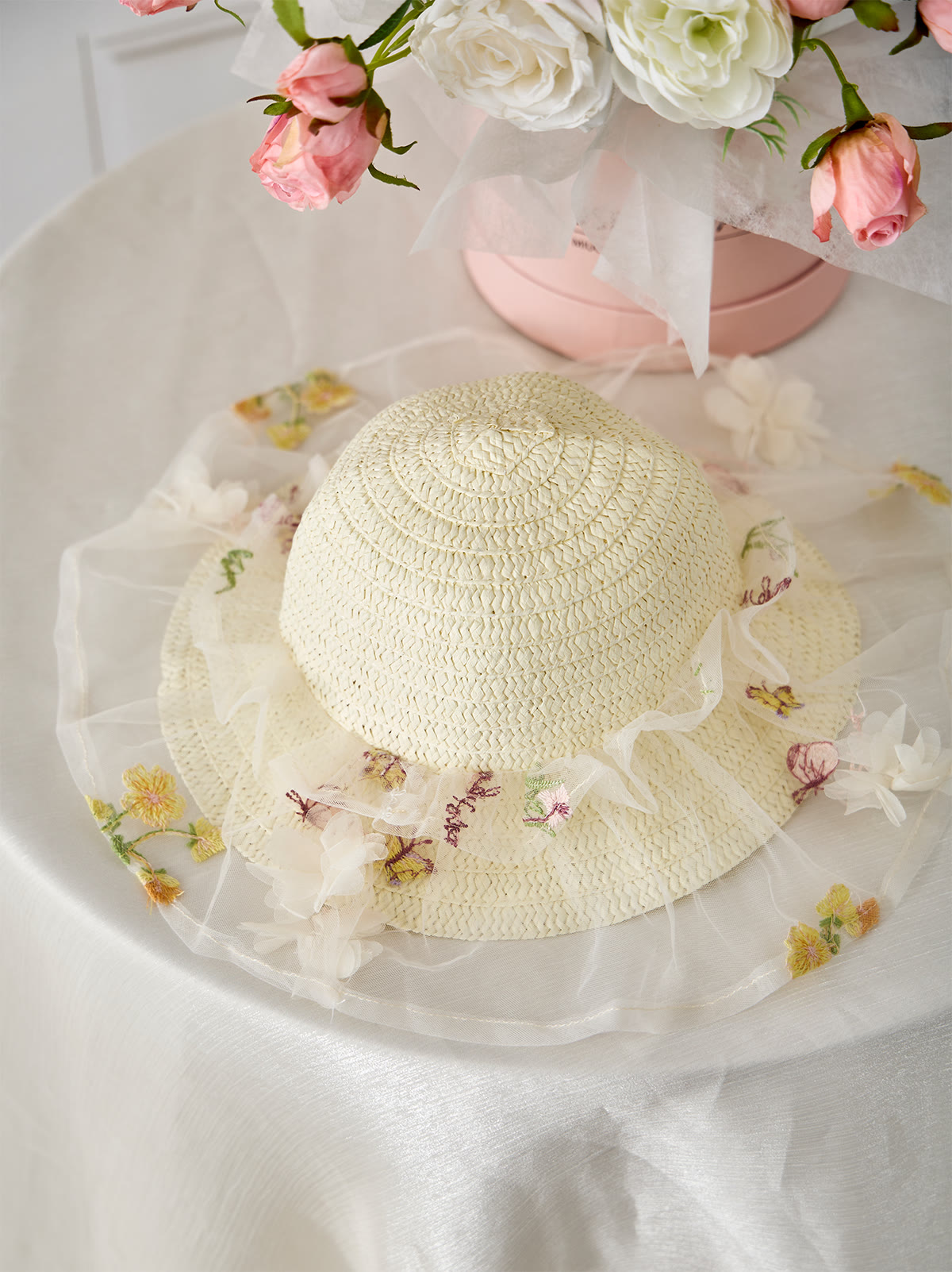 Mesh Rosette Sleeveless Midi Dresses With Hat And Wing - image 6
