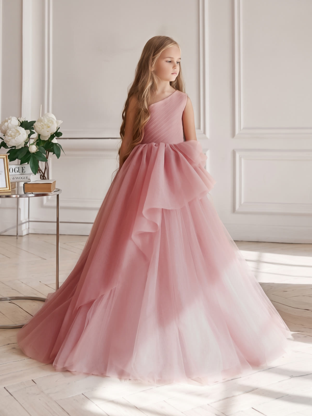 Mesh Ruched Sleeveless Maxi Dresses - Pink - 12Y - image 9