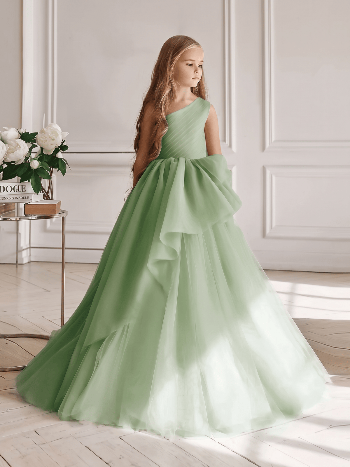 Mesh Ruched Sleeveless Maxi Dresses - Green - 12Y - image 13