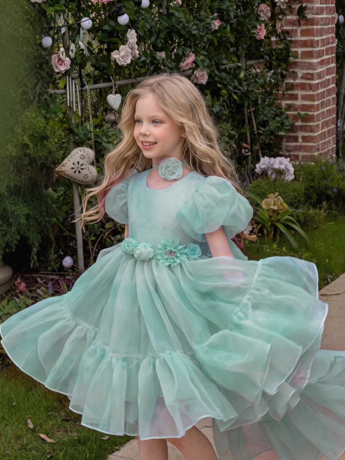 Organza Bow Short Sleeve Short Dresses - image 5