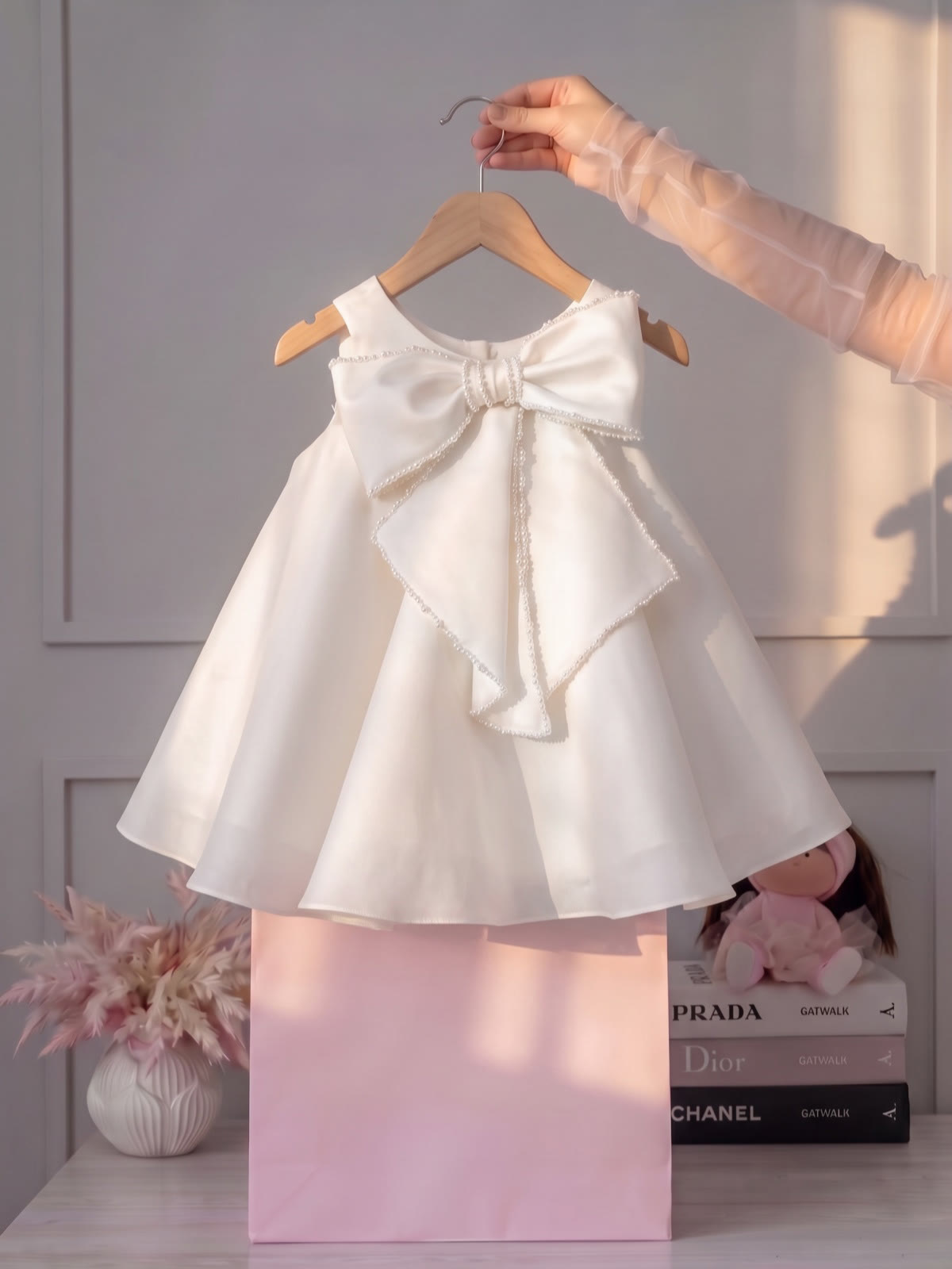 Satin Bow Sleeveless Short Dresses - image 5