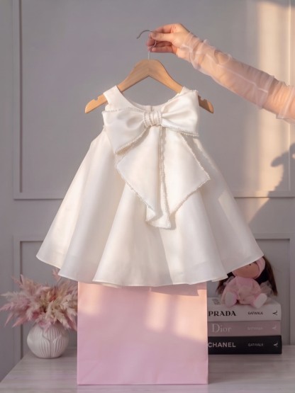 Satin Bow Sleeveless Short Dresses - image 5