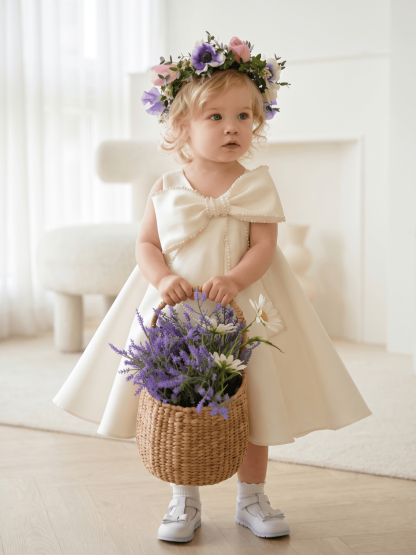 Satin Bow Sleeveless Short Dresses - image 3