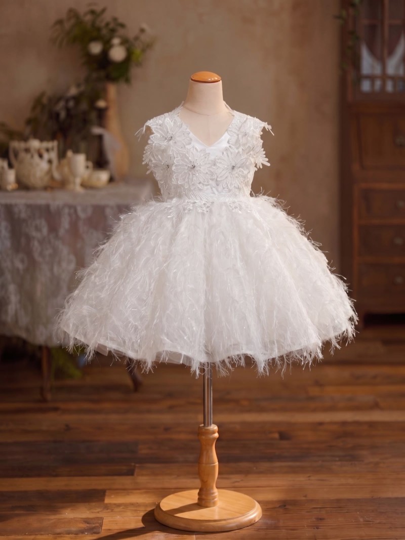 Chemical Fiber Blend Rosette Sleeveless Short Dresses - image 2