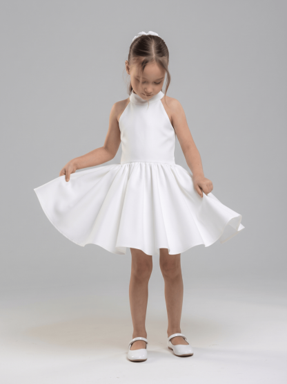 Satin Bow Sleeveless Short Dresses - image 2