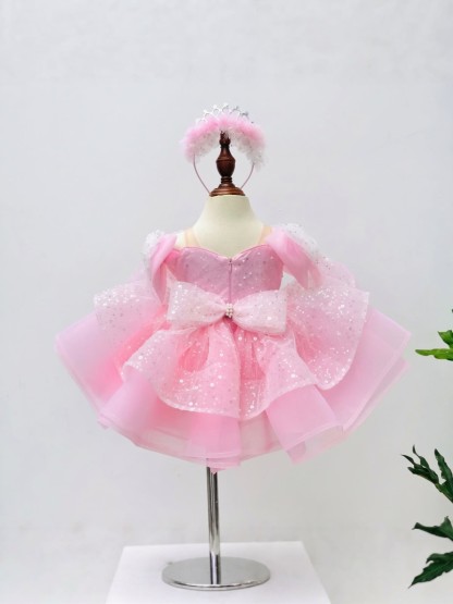 Organza Bow Sleeveless Short Dresses Without Headband - image 2