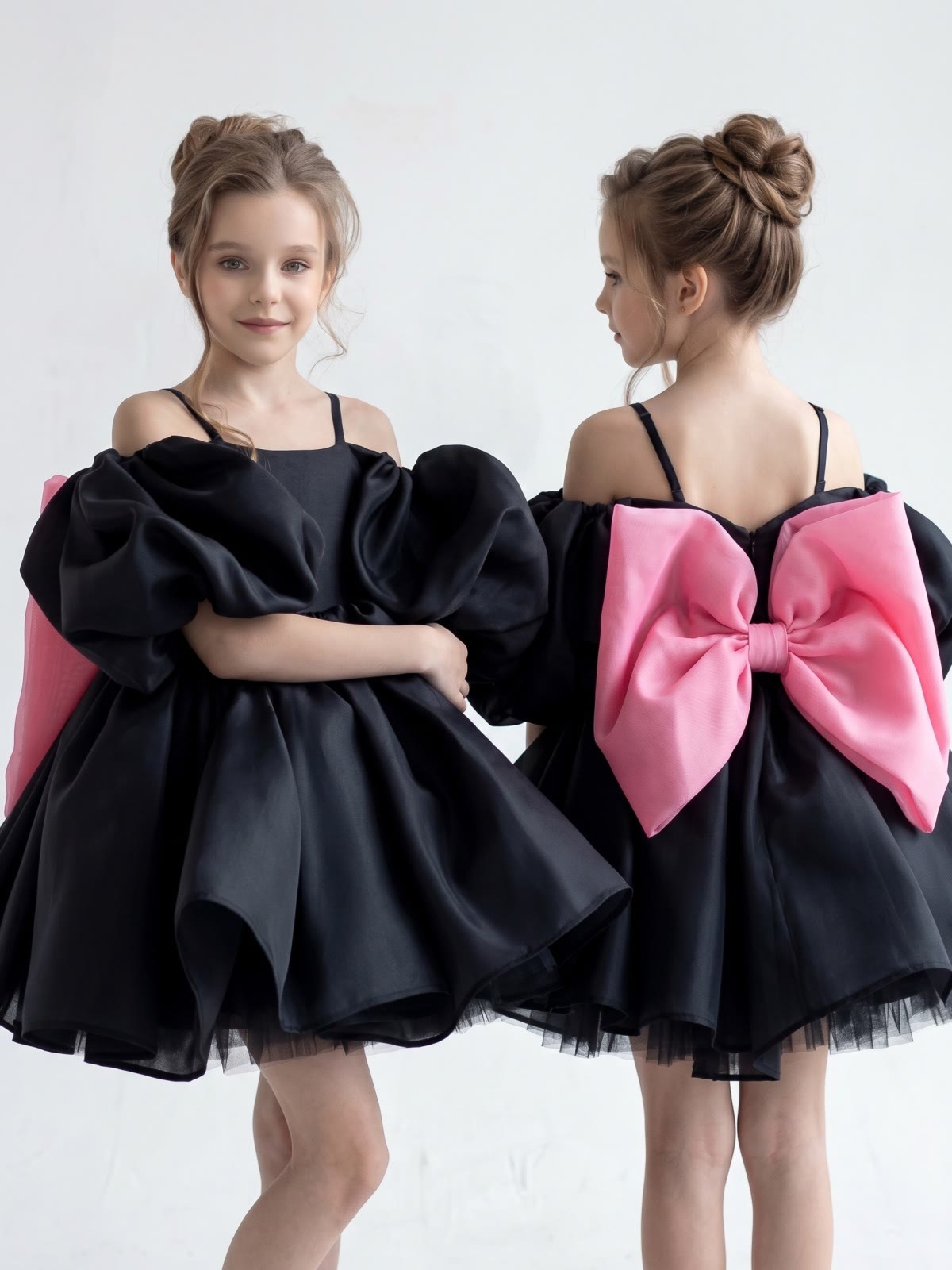 Organza Bow Short Sleeve Short Dresses - image 2