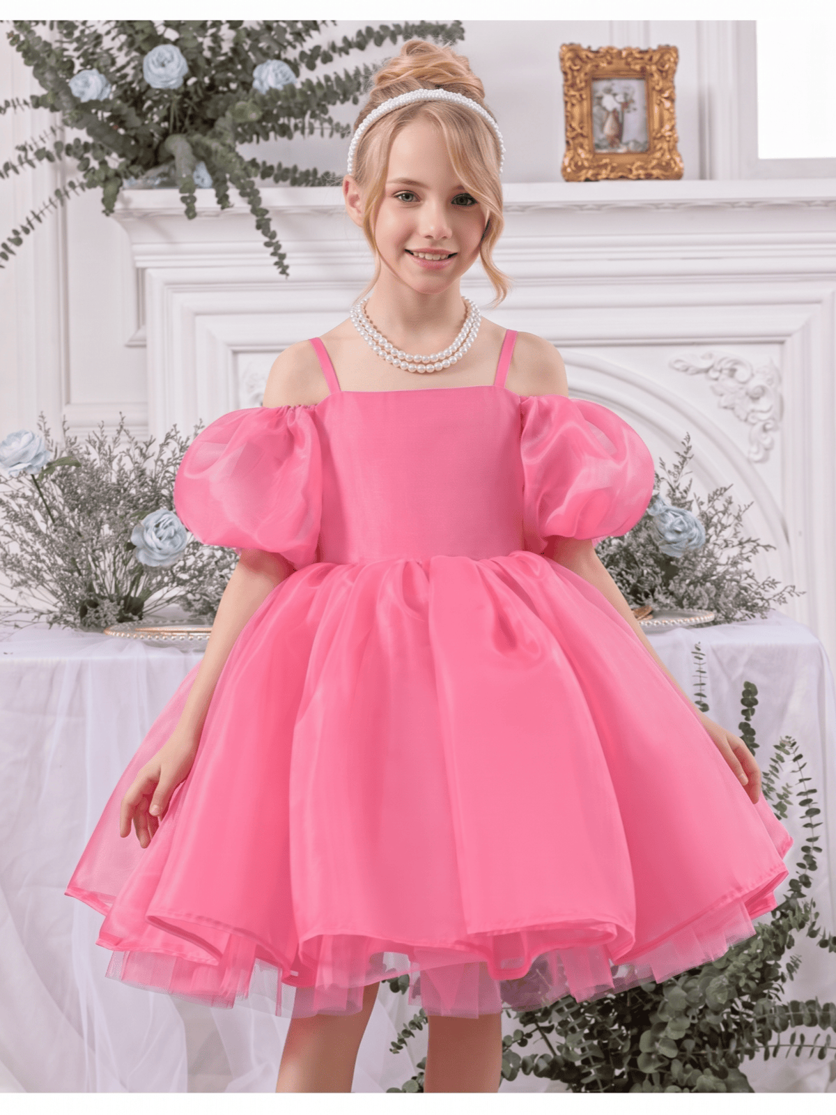 Organza Bow Short Sleeve Short Dresses - image 15